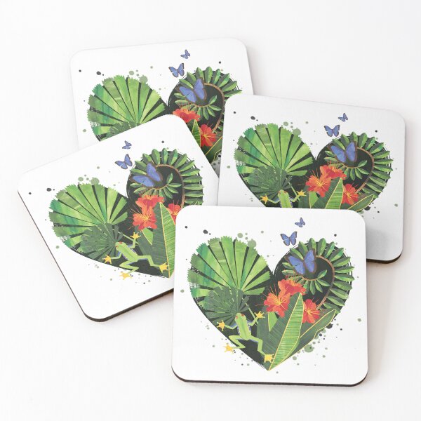 Item preview, Green Rainforest Heart with Flowers and Insects designed and sold by IonaShepherd.