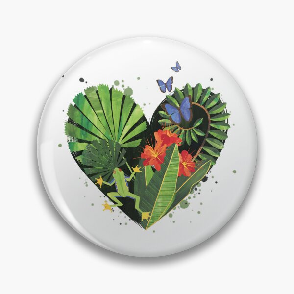 Item preview, Green Rainforest Heart with Flowers and Insects designed and sold by IonaShepherd.