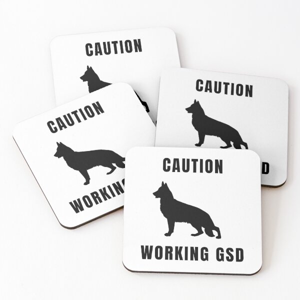Item preview, Caution Working GSD German Shepherd Dog Black Text Silhouette  designed and sold by GSDDESIGNMERCH.