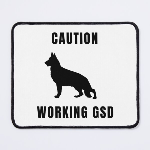 Item preview, Caution Working GSD German Shepherd Dog Black Text Silhouette designed and sold by GSDDESIGNMERCH.
