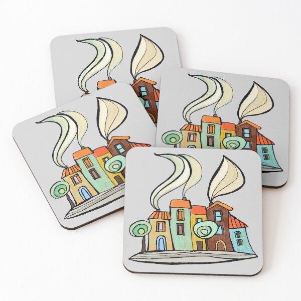 Item preview, colored houses- gray background designed and sold by OlgaMundi.