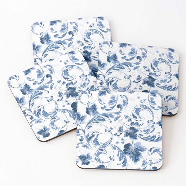 Item preview, blue pattern, leaves, ivy, floral, vintage, boho, ethnic designed and sold by mintdiamond21.