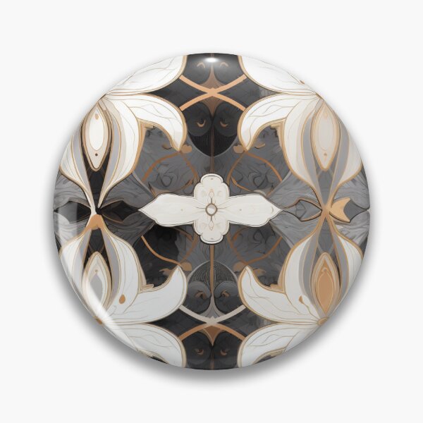 Item preview, Colorful fantasy pattern black gold white ornament flowers designed and sold by G-M-Designs.