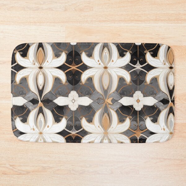 Item preview, Colorful fantasy pattern black gold white ornament flowers designed and sold by G-M-Designs.