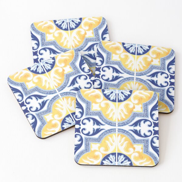 Item preview, blue pattern, leaves, ivy, floral, vintage, boho, ethnic, tile designed and sold by mintdiamond21.