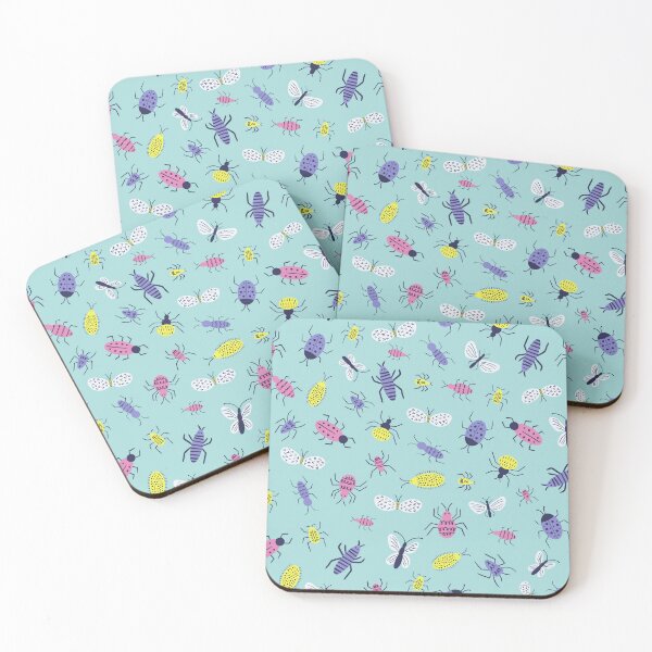 Item preview, Cute doodle bugs, beetles, moths, gnats and more - aqua - shw1029 b designed and sold by Shiny Happy World.