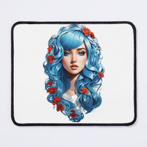 Item preview, blue haired girl designed and sold by RabbitPrints.