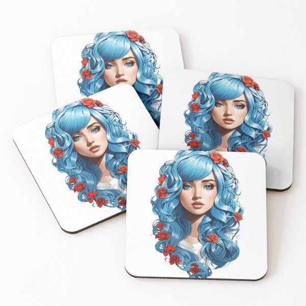 Item preview, blue haired girl designed and sold by RabbitPrints.
