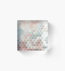 Distressed Cube Pattern - Nude, turquoise and seashell Acrylic Block