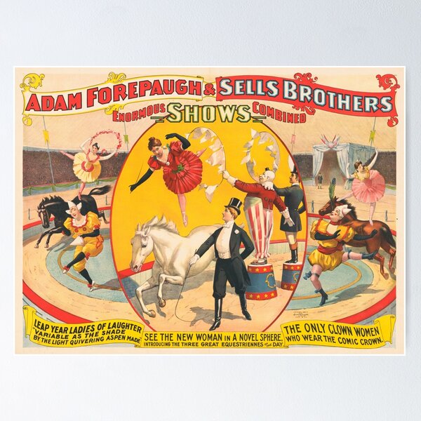 Item preview, STK501832A-Vintage circus poster showing women performers and clowns. designed and sold by StocktrekImages.