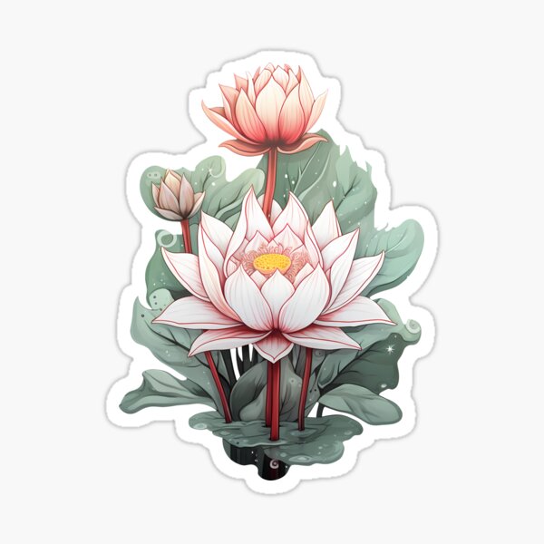 Item preview, Blooming pink lotus buds designed and sold by Vansky-Art.