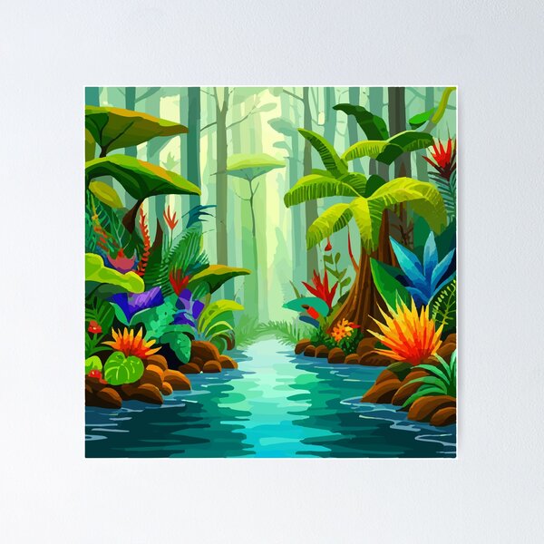 Item preview, Tropical Jungle with Colorful Flowers designed and sold by Vicky Brago-Mitchell®.