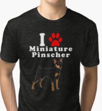 I Love My Miniature Pinscher in the Year of the Dog Adopt & Rescue Dog Lover Mom or Dad Save Abandoned Pet Tri-blend T-Shirt