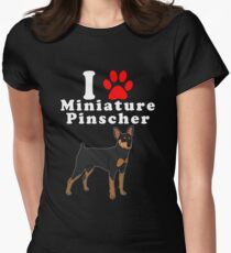 I Love My Miniature Pinscher in the Year of the Dog Adopt & Rescue Dog Lover Mom or Dad Save Abandoned Pet Women's Fitted T-Shirt