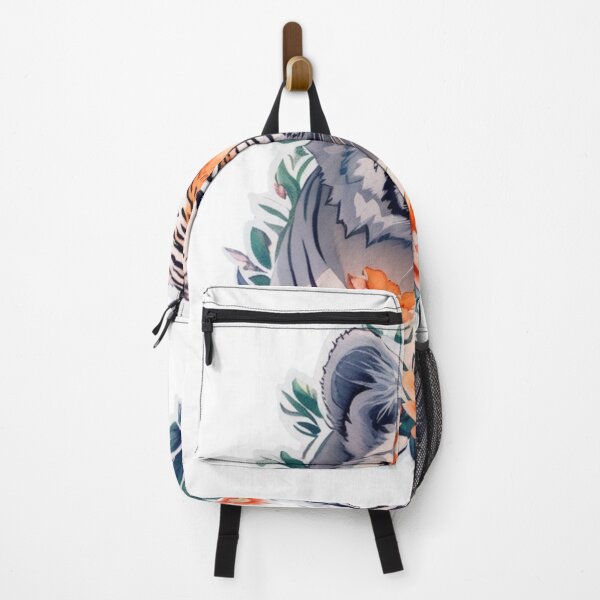 Item preview, White Tiger in the bushes with Watercolor Flowers designed and sold by YourNameMatters.