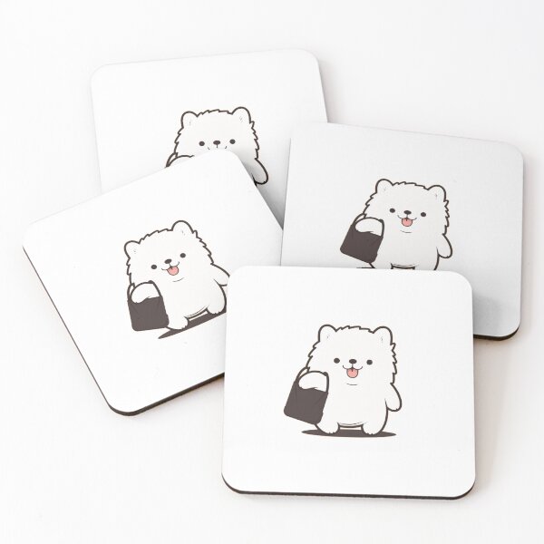 Item preview, Adorable Samoyed Shopper: Kawaii Dog with Bag designed and sold by happy-roars.