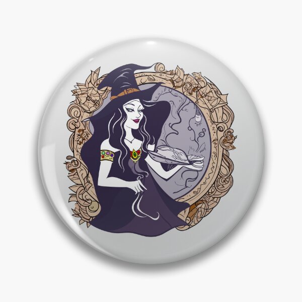 Item preview, Witch with wooden frame designed and sold by TrickstersTrove.