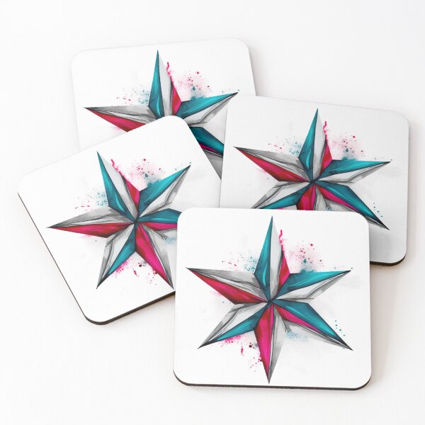 Item preview, Star Design Fuchsia, teal, gray, silver, white designed and sold by Highlandkings.