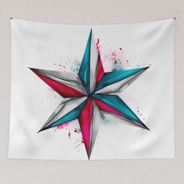 Item preview, Star Design Fuchsia, teal, gray, silver, white designed and sold by Highlandkings.
