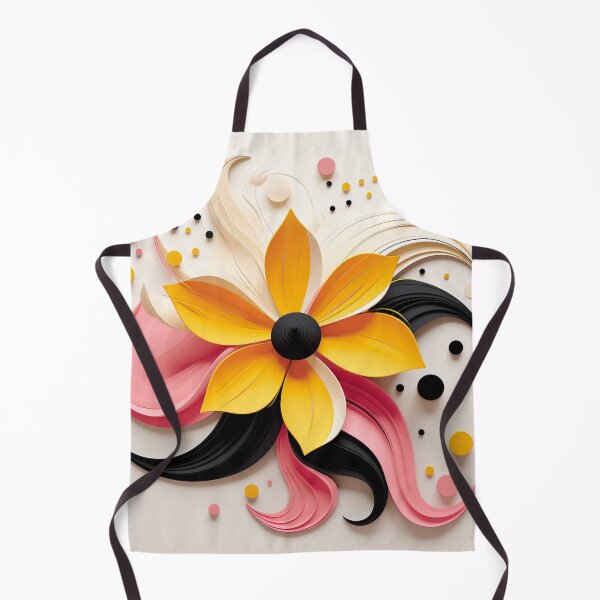 Artikelvorschau, Moderne florale Fusion – elegante abstrakte Kunst in Schwarz und leuchtendem Gelb entworfen und verkauft von PaintbrushPlace.