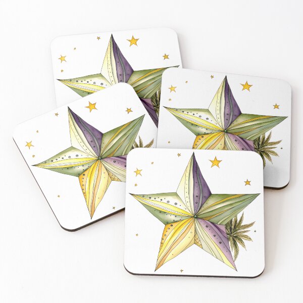 Item preview, Star Design Lavender, sage, cream, gold, black 2 designed and sold by Highlandkings.