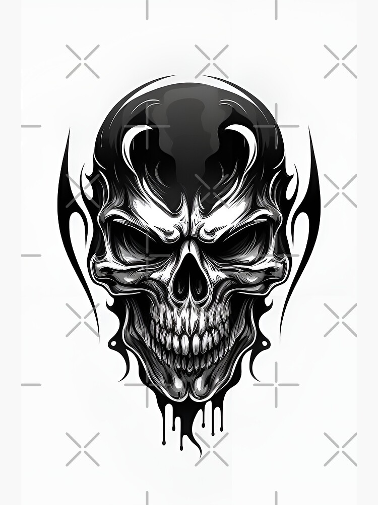 Black Ink Skull Print