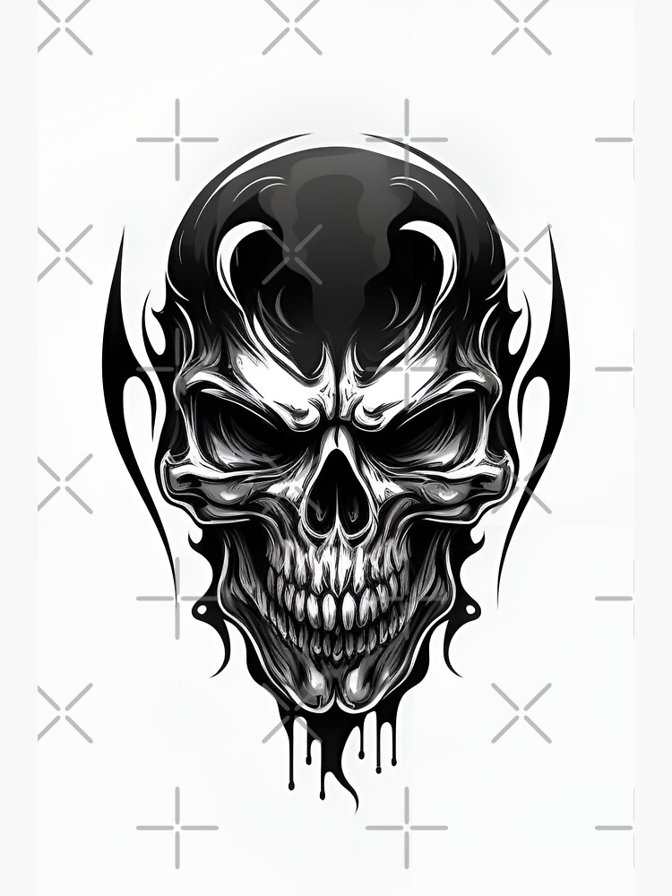 Skull Ink Tattoo Style Digital Art Print Ink Style Dark Skull Tattoo - Etsy