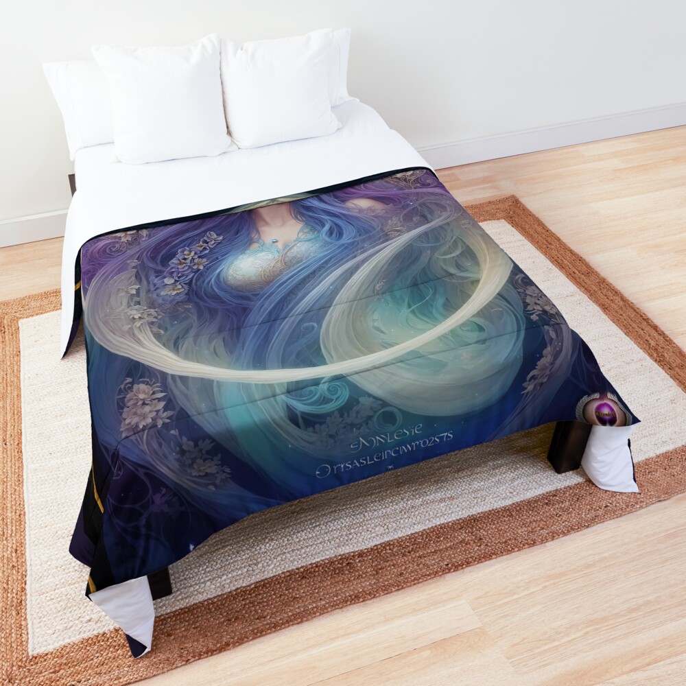 Art Nouveau Allegory Of Spring Maiden Captivating AI Concept Art by Xzendor7 Decorative Comforter