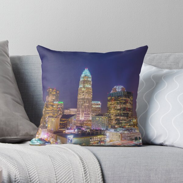 charlotte skyline aerial Throw Pillow