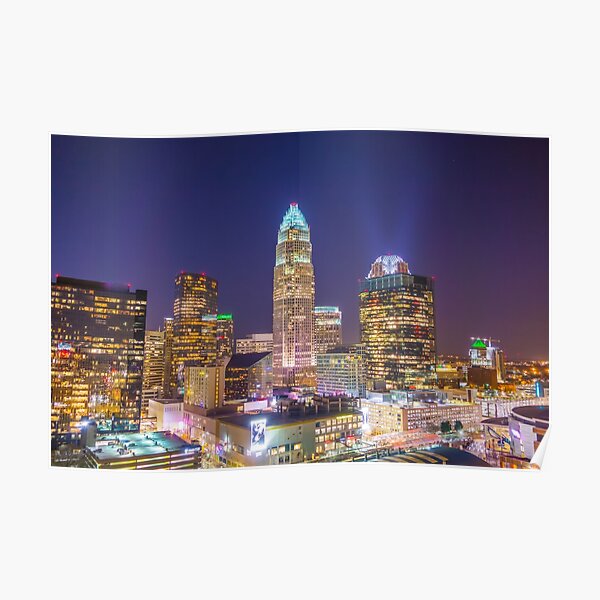 charlotte skyline aerial Poster