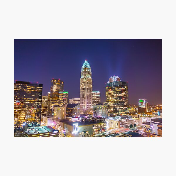 charlotte skyline aerial Photographic Print