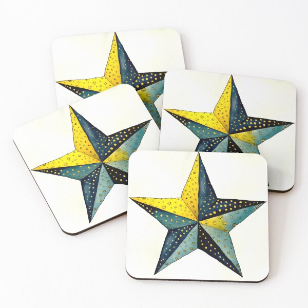 Item preview, Star Design Mustard, navy, sky blue, cream, gray designed and sold by Highlandkings.