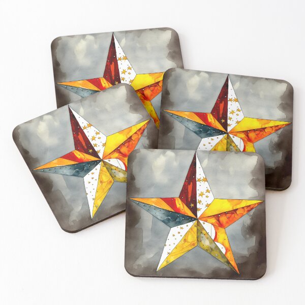 Item preview, Star Design Mustard, rust, gray, silver, white 2 designed and sold by Highlandkings.