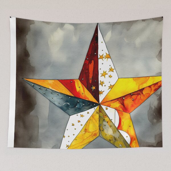 Item preview, Star Design Mustard, rust, gray, silver, white 2 designed and sold by Highlandkings.