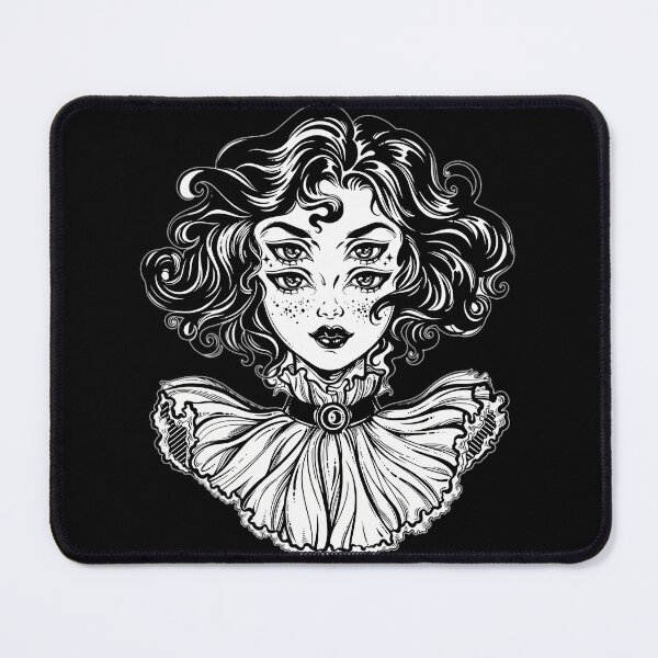 Item preview, Gothic witch 	 head portrait with curly hair and four eyes.  	 designed and sold by tanieshaearl.