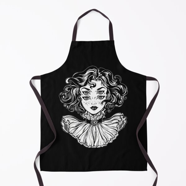 Item preview, Gothic witch head portrait with curly hair and four eyes. designed and sold by tanieshaearl.