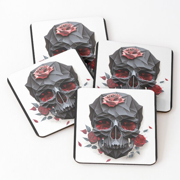 Item preview, Origami Black Skull & Red Roses designed and sold by Sturdust.
