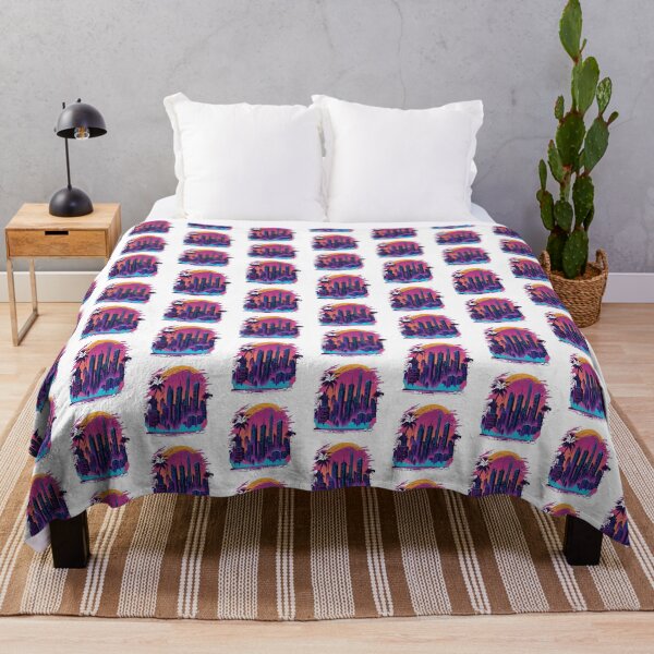 Item preview, Vibrant Cityscape & Palm Trees - Urban Oasis Art designed and sold by HiveMechs.