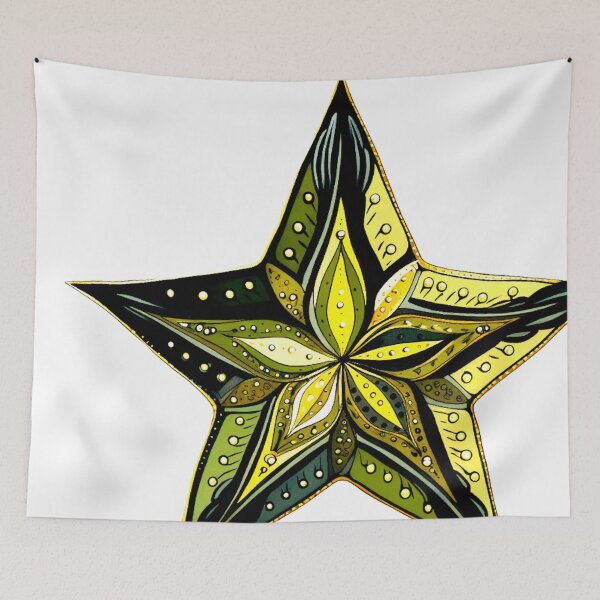 Item preview, Star Design Olive green, navy, cream, gold, black 2 designed and sold by Highlandkings.