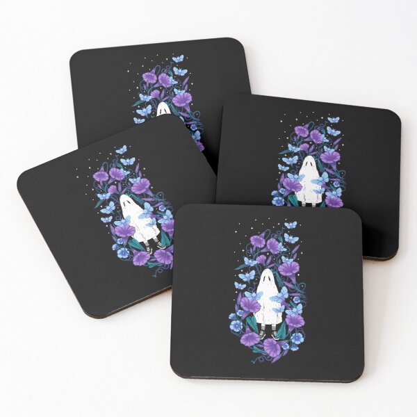 Item preview, Ghost and moths in purple flowers designed and sold by liiafis.