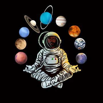 Astronaut Meditating with Planets, Zen Meditation | Sticker