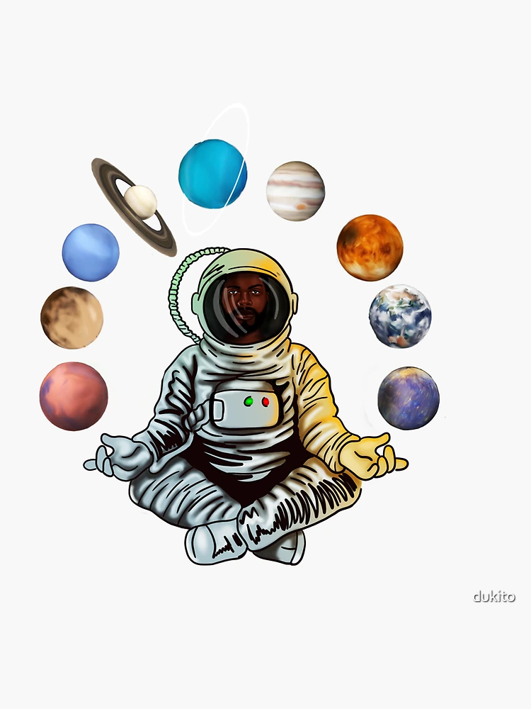 Astronaut Meditating with Planets, Zen Meditation | Sticker