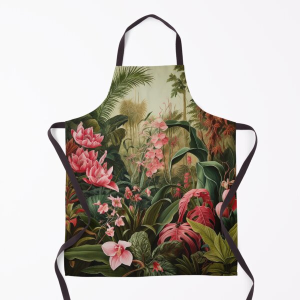 Item preview, The Botanical Series - illustrative scene of a tropical landscape displaying pink flowers and lush green leaves designed and sold by Adriano Carrideo.