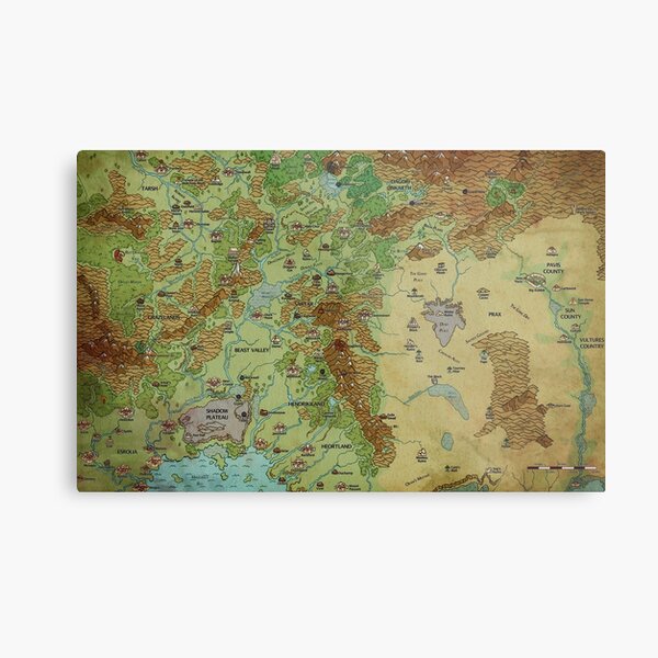 Dragon Pass and Prax Map by Darya Makarava Metal Print