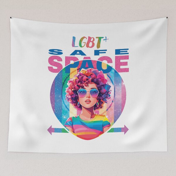 Item preview, LGBT Plus Safe Space Rainbow Community Sign For All Lesbian Gay Bi Trans Nonbinary LGBTQ Community People designed and sold by TriniTeeClub.