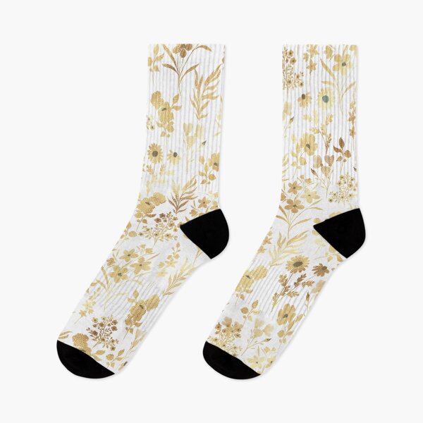 Item preview, Elegant Gold Flowers White Botanical designed and sold by NdesignTrend.
