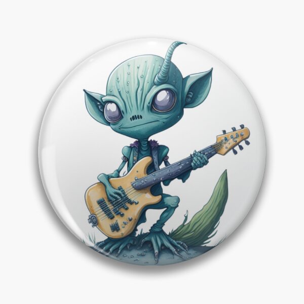 Item preview, "I'm going to be a guitar god" - Cute alien with an electric guitar. designed and sold by SaraSumi.