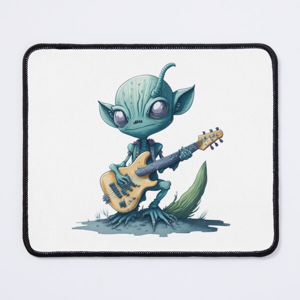 Item preview, "I'm going to be a guitar god" - Cute alien with an electric guitar. designed and sold by SaraSumi.