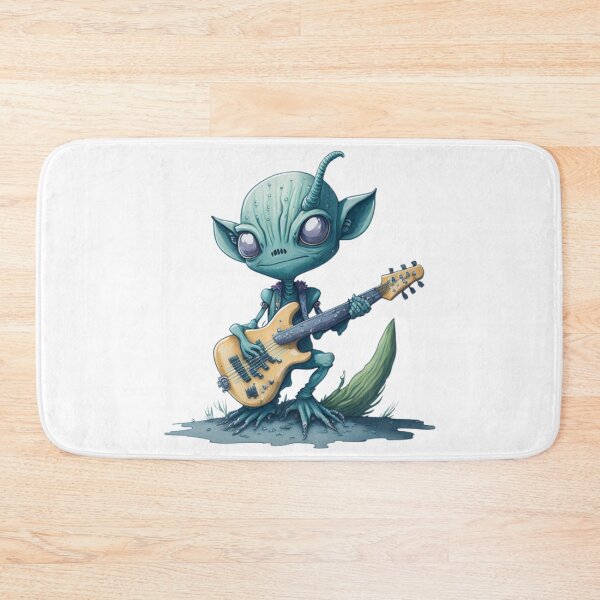 Item preview, "I'm going to be a guitar god" - Cute alien with an electric guitar. designed and sold by SaraSumi.