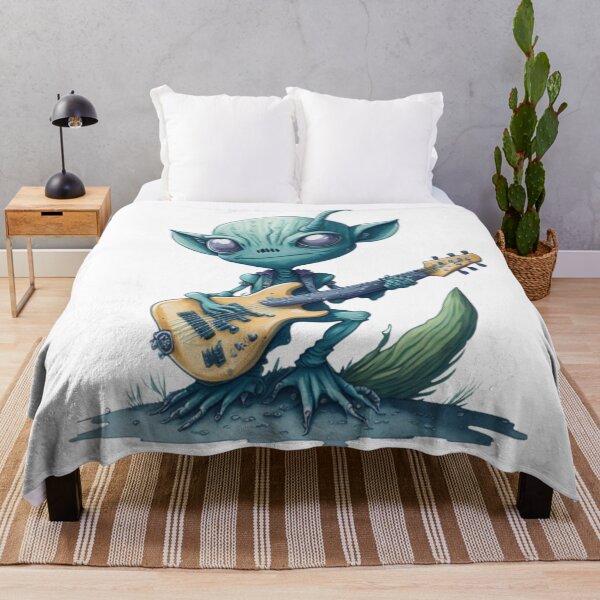 Item preview, "I'm going to be a guitar god" - Cute alien with an electric guitar. designed and sold by SaraSumi.